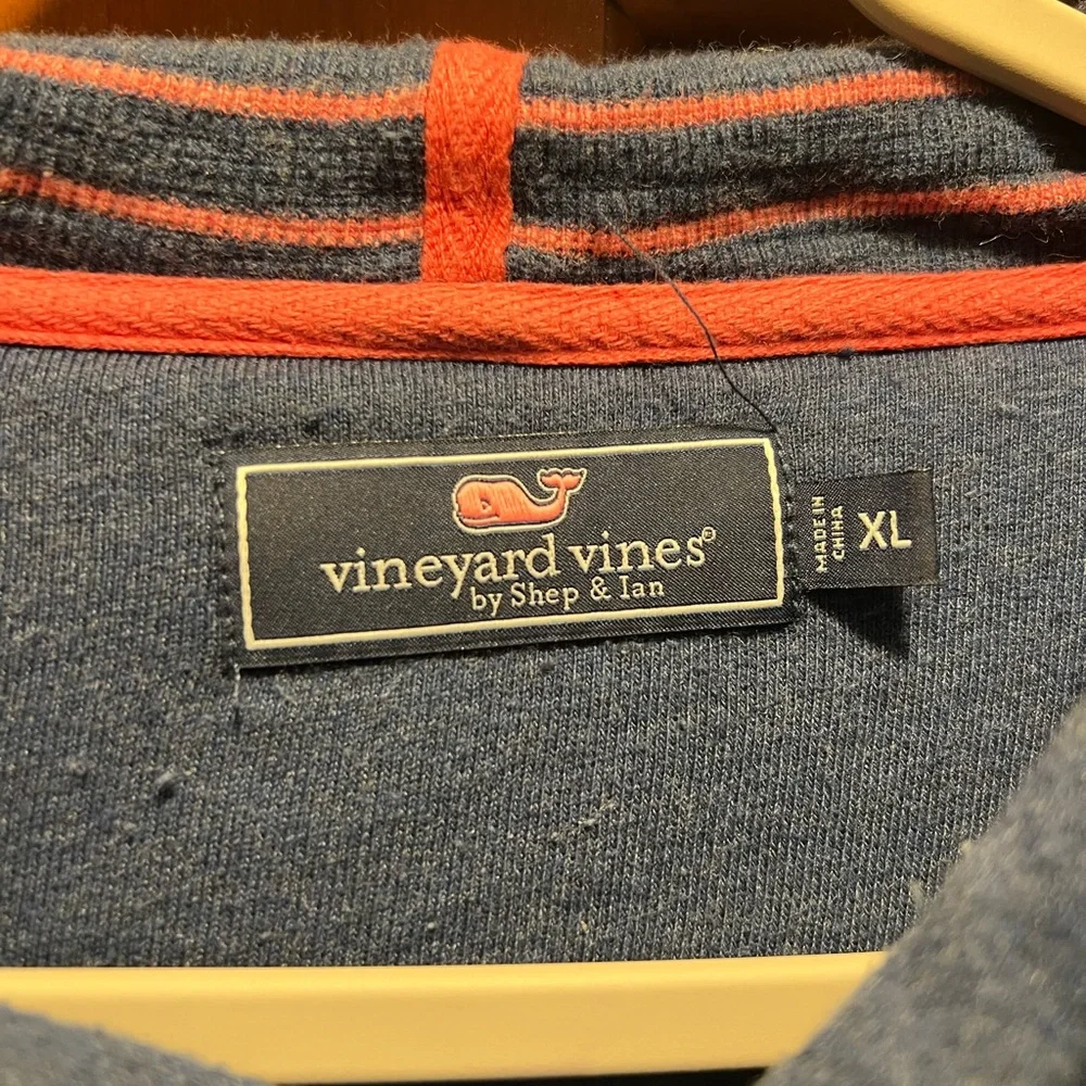 Vineyard Vines Blue Hoodie with white Drawstrings - Picture 2 of 3
